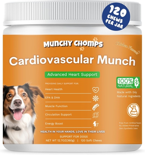 [BRSRAYL7OUOR6YDK] Cardiovascular for Dogs - Advanced Heart Support with AlaskOmega, CoQ10 & Taurine - Promotes Healthy Circulation & Energy Boost (Chicken)