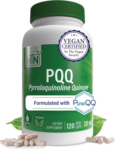 [BRSWGEI7BUIWMC33] PQQ 20mg 120 Serve Pirroloquinolina Quinone come PureQQQ | Promuove la Biogenesi Mitocondriale | Certificata Vegan | Soia Glutinato Non OGM Free Capsules| Clean Label PQQ Supplemento