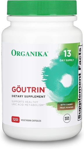 [BRSWIYIPARYWY2TO] Organika Goutrin Kyselina močová Flush pre dnu (120 Caps): Jemná podpora dny s Cherry, Tymine, zeler Seed, Peppermint, & VIT C: Čisté a Vegan Dna doplnkov pre mužov a ženy - Metabolizmus a mobilita