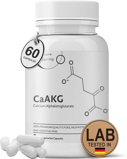 [BRSRO2QDBEBWGA3J] CaAKG Supplement (Alpha Ketoglutarate) (1,000 mg per 2 Capsule Serving, 60 Capsules). Supports Cellular Energy