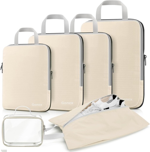[BRSWYHYPO4AW23LL] Gonex Compression Packing Cubes, 3pcs/4pcs Expandable Storage Travel Luggage Bags Organizers