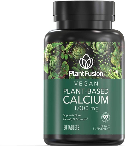 [BRSWGBAZOR6W2GTL] PlantFusion Vegan Calcium, Premium Plant Based Calcium (1000mg) Sourced from Icelandic Red Algae, Plus Magnesium, D3, K2, and Boron, 90 Vegan Tablets