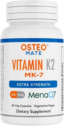 [BRSRAHT5CQJROCD3] Osteo Mate® Vitamin K2 (MK-7) 300 mcg Supplement, Ekstra Kuvvet, 60 Veg Capsules