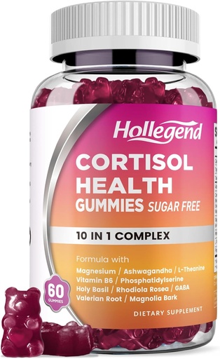 [BRSRAFIYOAFQMFLF] Suplementos Cortisol para Mujeres Hombres, Gummies Cortisol con Ashwagandha, Magnesio, L-Theanine, Phosphatidylserine, B6 para Cortisol Detox, Relax, Sleep, Focus, Sugar-Free, Vegan, 60