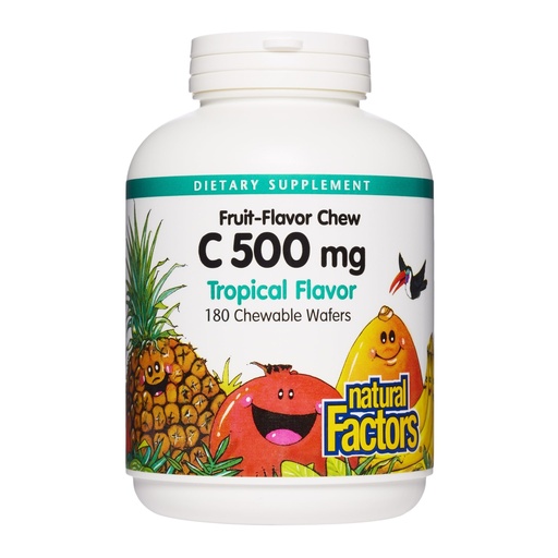[BRSWIYT3PMCBSDTI] Natural Factors, Kids Chewable Vitamin C 500 mg, Supports Immune Health, Bones, Teeth and Gums, Tropical, 180 Count (Pack of 1)