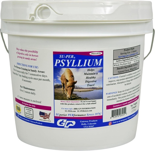 [BRSWGGQ7CAOWEHLV] SU-PER Psyllium Pellets Equine Supplement - Maintains Healthy Digestive Tract in Horses - Supports Removal of Sand & Dirt from Intestinal Tract - 5 Pound, 1 Month Supply