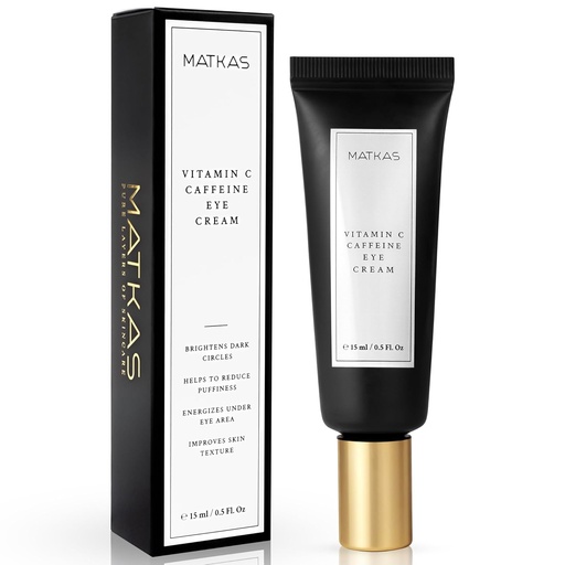 [BRSROEL2OF7AI3L5] MATKAS Korean Vitamin C Caffeine Eye Cream for Dark Circles 0.5 Fl Oz - Dark Circles Under Eye Treatment, Eyes Cream Anti Aging for Puffy Eyes