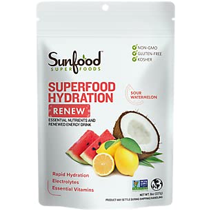 [BRSW2ZAHOQMAGAL7] Sunfood Superfood Hydration Renew- Coconut Water Powder, Electrolytes Powder with Lemon, Sea Salt & Minerals, Clean Organic Electrolyte Drink Mix - 8 oz Bag
