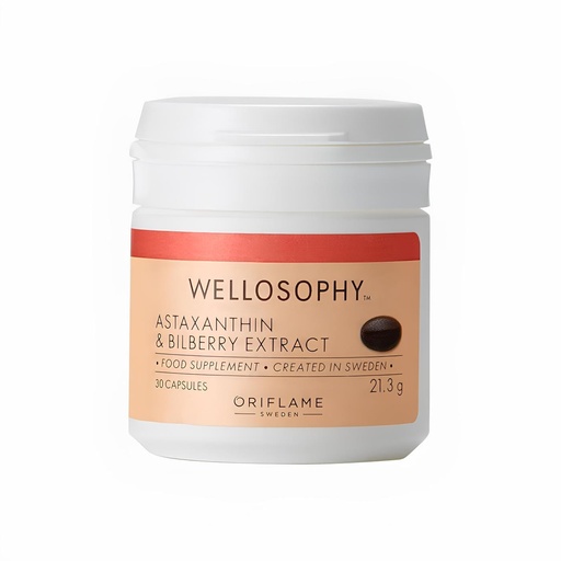 [BRSRMYLQCMMGGD34] WELLOSOPHY-wellness by oriflame Astaxanthin & Bilberry Extract 30 Capsules
