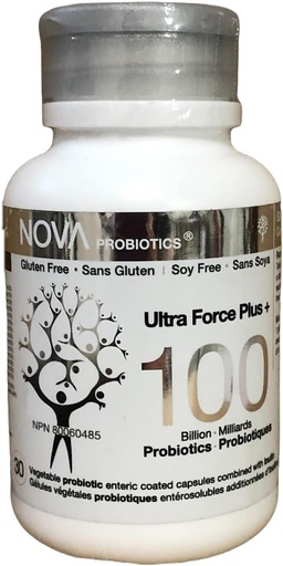 [BRSWGHDRBEGR4AD7] NOVA Probiotics Multi-Strain Ultra Strength Plus+ 100 Billion Probiotics per Capsule-30 VCaps