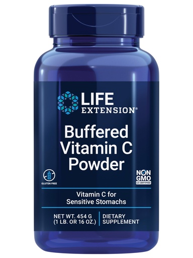 [BRSWIYQDBAPR6HTC] Life Extension Buffered Vitamin C Powder, Buffering Minerals, Calcium, Magnesium, Potassium & zinc, for Sensitive stomachs, Gluten Free, Non-GMO, Vegetarian, 454 Grams, About 84 Servings