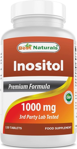 [BRSWKYIZCZ7GGEDI] Best Naturals Inositol 1000 mg 120 tablettia - myös kutsutaan B8-vitamiini