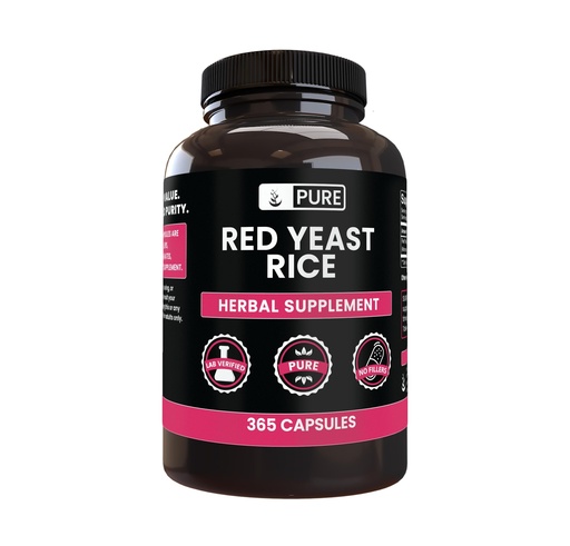 [BRSWGBA7OR7RGCLL] PURE ORIGINAL INGREDIENTS Red Yeast Rice (365 Capsules) No Magnesium Or Rice Fillers, Always Pure, Lab Verified