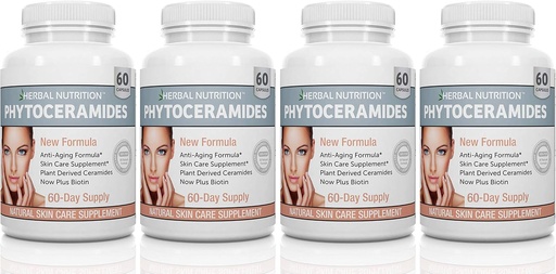 [BRSWKFIRAJ7BCAL4] Herbal Nutrition Phytoceramides Rice Based with Biotin Vitamin A C D and E, 4 Bottle Pack 40mg