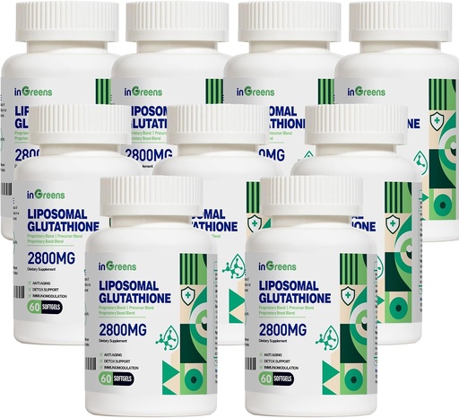 [BRSROAQNCIPBEADA] 2800 MG Liposomal Glutathione Softgels, Max吸收, 活性形式 L Glutathione还原酶, 强抗氧化剂, 健康老化, 60 软胶