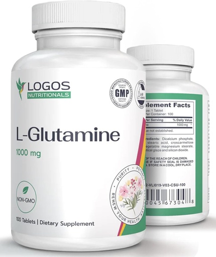 [BRSRMAQQCMFGCDY6] L Glutamine 1000mg | Dietary Supplement for Muscle Tissues | Non-GMO L-Glutamine for Gut Health and Lining | Unflavored Pills (100 Count)