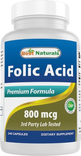 [BRSWIFI4CIPBWGQ5] Best Naturals Folic Acid 800 mcg 240 Capsules