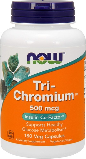 [BRSWIZYZOMDGMGT2] NOW Foods - Tri-Chromium 500 mcg. - 180 Vegetarian Capsules