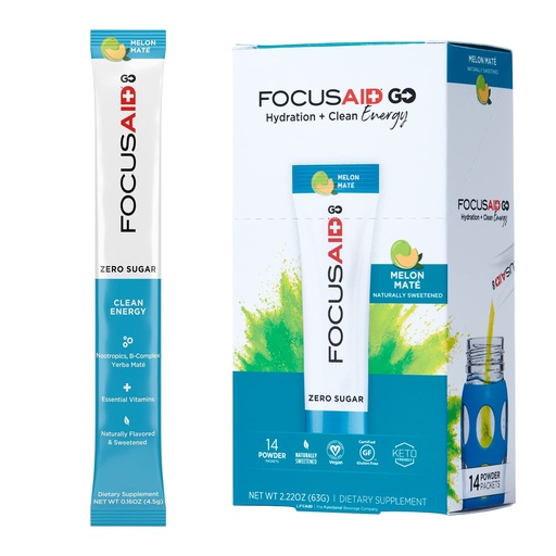 [BRSWY23YA4CRSCIY] FOCUSAID GO Nootropics Energy Blend, Zero Sugar, Alpha-GPC, GABA, B-Complex, Yerba Mate, Green Tea, Keto Friendly, 100mg Natural Caffeine (Pack of 14)
