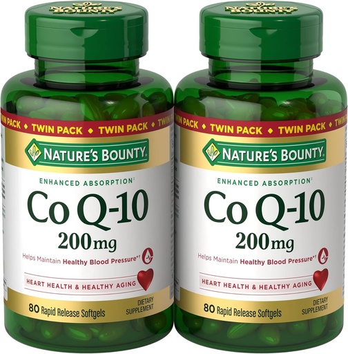 [BRSWGEABC4HGGCQU] Bounty CoQ10 200 mg Softgels, Heart Health & Cellular Energy Support, Twin Pack, 160 Rapid Release Softgels