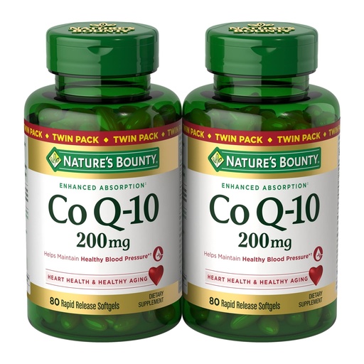 [BRSWGEABC4HGGCQU] Nature’s Bounty CoQ10 200 mg Softgels, Heart Health & Cellular Energy Support, Twin Pack, 160 Rapid Release Softgels