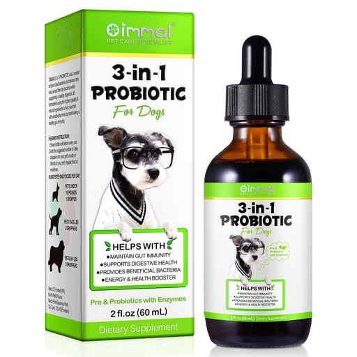 [BRSROFLQPINR6G35] Probiotic for Dogs, Natural 3 in 1 Dog Probiotic Drops Helps Relieve Diarrhea, Supports Gut Health, Itchy Skin, Allergies, Immunity, Digestive Enzyme for Dog Supplement, Bacon Flavor - 60ml / 2 fl.oz