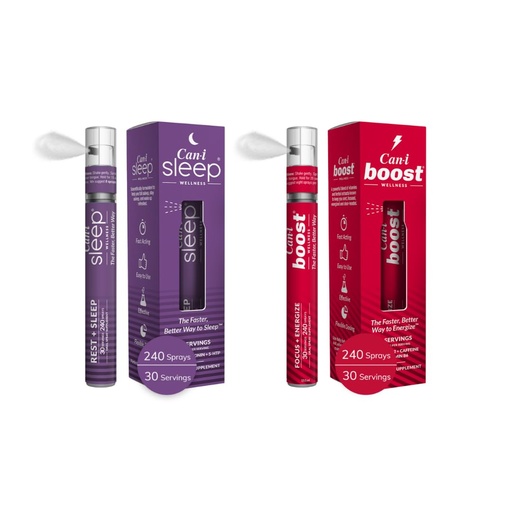 [BRSROHQZAUAQO2T5] Can-i Wellness Fast-Acting Oral Spray Bundle - Natural Sleep Supplement with Melatonin and GABA, Daily Energy Support with B12, Ubiquinol and Caffeine – Vegan Formula, Portable, Travel-Friendly Spray