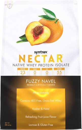 [BRSWGBIZOUNRA3L5] Syntrax Nutrition Nectar, 100% Whey Protein Isolate Powder, Refreshing Fruit Flavor, Fuzzy Navel, 2 lbs
