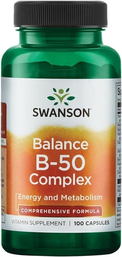[BRSWIYT7PMNB2A3M] Swanson B-50 Complex - Vitamin Supplement Promoting Energy & Metabolism Support - May Support Heart Health, Memory & Support - (100 Capsules)