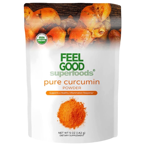 [BRSWGGAEAUGQ4HTK] FEEL GOOD Superfoods Pure Curcumin Powder, Organic, Non-GMO, Vegan from Bulk Ground Turmeric Root from India, Curcuma Longa Joint Supplement, 5 oz