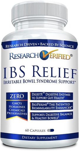 [BRSWGEIHCB5BY3DV] Research Verified IBS Relief - Natural Digestive Enzymes, BioPerine - 60 Capsules - Pack of 1
