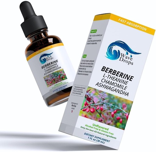 [BRSROCACOAMQAD32] Berberine - L-Theanine - Chamomile - Ashwagandha Liquid Drops | Overall Well-Being | All Natural Ingredients 1 Fl Oz… (1)
