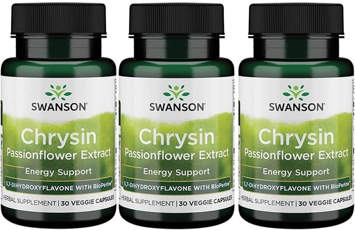 [BRSWGFD2OF6QOC3Z] Swanson Chrysin Passionflower Extracto - Herbal Supplement Promoting Global Health, Wellness & Fitness - Natural Formula May Support Lean Muscle Maintenance - (30 cápsulas Veggie)