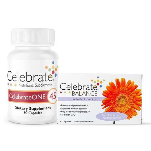 [BRSRAAQCOQPB6FL2] CelebrateONE 45 Multivitamin with Iron and Balance Probiotic Bundle – Bariatric Vitamins for Post-Gastric Bypass & Sleeve Gastrectomy – Comprehensive Nutritional & Digestive Support