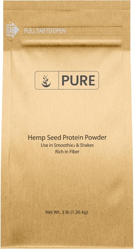[BRSWYC37OYIWCE35] Pure Original Ingredienser Hamp Seed Protein Powder (3 LB) Smoothies & Shakes, Nutty Flavor, Glat Texture