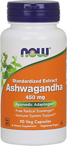 [BRSWIYAFBICBSA3M] Ahora Foods Ashwagandha Extracto 450 Milligrams 90 Veg Capsules (2-Pack)