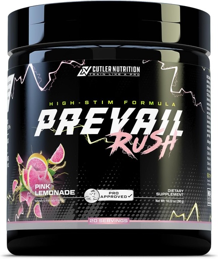 [BRSROBI2PN7QOFA3] Cutler Nutrection High Stim Pre Workout Powder Prevail Rush Pretraining for Men & Women for Intense Pumps Energy and Focus with Caffeine NO3T Betaine and Dynamine 124; Pink Lemonade (20 Pelayan)