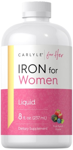 [BRSRAY3RCAFW23I6] Carlyle Liquid Iron Supplement for Women | 8 fl oz Drops | Fruit Punch Flavor | Vegetarian, Non-GMO, Gluten Free