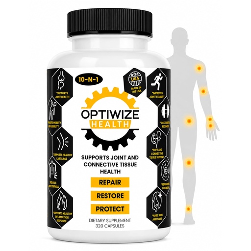 [BRSW2BQBPIDQOYAY] OptiWize 10-N-1 Joint Support Hydrolyzed Collagen,MSM, Hyaluronic Acid, Glucosamine,Chondroitin & More- Targets Joint Discomfort, Improves Mobility & Flexibility 320 Caps for Men & Women Made in USA