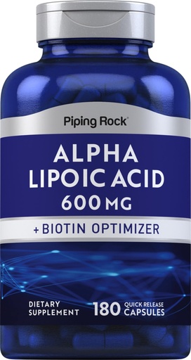 [BRSWIFDQAYOAECQV] Piping Rock Alpha Lipoic Acid 600mg | 180 Capsules | Plus Biotin Optimizer | ALA Supplement | Non-GMO, Gluten Free