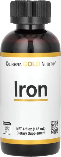[BRSRMZY6OIMRG23J] California Gold Nutrition Fer, sous forme de bisglycinate de fer et de racine de dock jaune, 4 fl oz (118 ml)