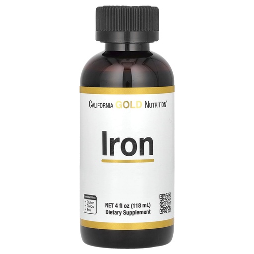 [BRSRMZY6OIMRG23J] California Gold Nutrition Iron, as Ferrous Bisglycinate Chelate and Yellow Dock Root, 4 fl oz (118 ml)