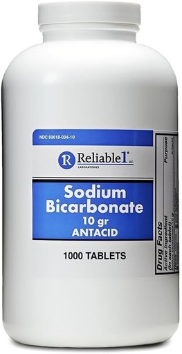 [BRSWECQLAQCW2A3L] Sodium Bicarbonate 650 mg 1000 Antacid Tablets, for Relief of Acid Indigestion, Heartburn, Sour Stomach & Upset Stomach