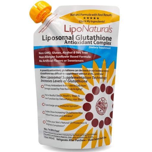 [BRSWGFAZDIMGGDT3] Lipo Naturals Liposomal Glutathione Complex Liquid (30 Doses) - Natural Formula Immunity + Liver Health + Anti-Aging Support with Vitamin C - Vegan, China-Free (15oz / 443ml)