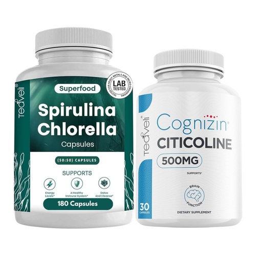 [BRSRABQCCJ5RMYDG] Teaveli Citicoline with Spirulina chlorella Capsules Bundle