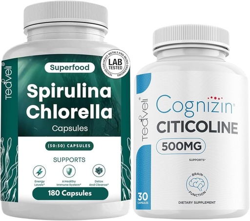 [BRSRABQCCJ5RMYDG] Teaveli Citicoline with Spirulina chlorella Capsules Bundle