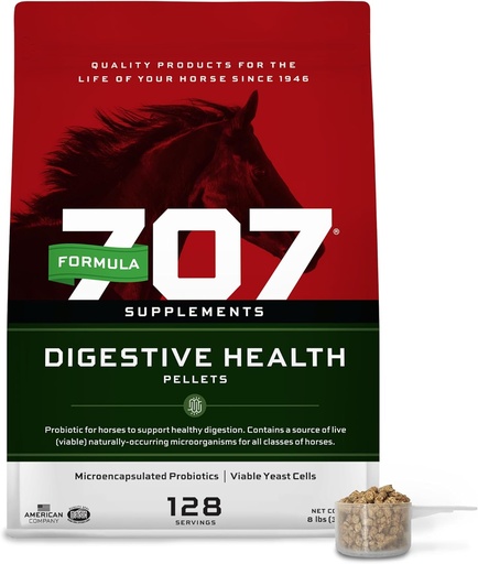[BRSWKEYMOMAWGF3E] Formula 707 Digestive Health Equine Supplement, 8lb Bag – Probiotics, Prebiotics and Digestive Enzymes for Horses