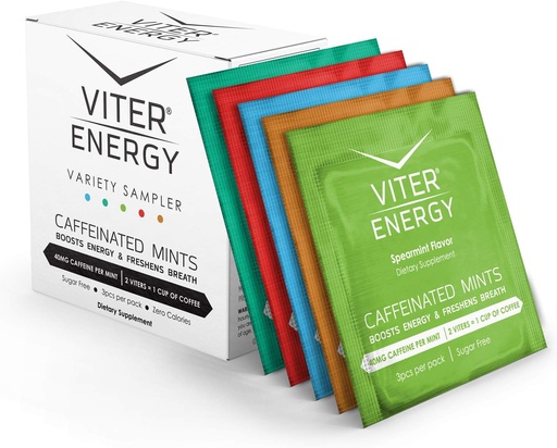 [BRSWYEL2CIMAY2QV] Viter Energy Caffeinated Mints 40mg Caffeine, B Vitamins, Sugar Free. (Variety, 3pcs, 5 Pack)