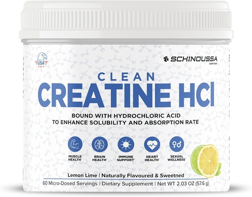 [BRSRAGQNAV4GO2Y2] Lemon Lime Creatine HCL Powder | Micro-Dosed High Absorption Creatine | Naturally Flavored & Sweetened | Stimulant-Free | Vegan, Gluten-Free | Pre/Post Workout Supplement | 60 Servings