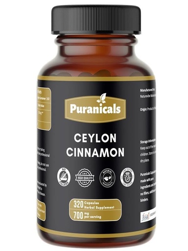 [BRSROFLRBUAR4AA4] Ceylon Cinnamon Premium 320 Capsules Non GMO and Gluten Free | Herbal Supplement | 700 mg Per Serving | Made with 100% Pure Ceylon Cinnamon Powder